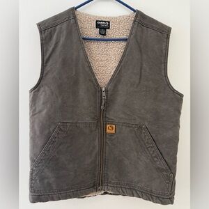 Guide Series Workwear Brown Canvas Sherpa Lined Vest  Sz M